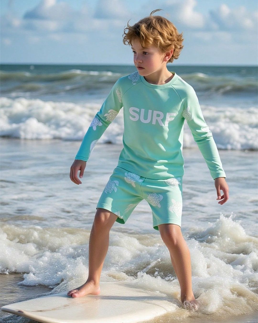 Young Boys Turtle Print Tankini Top & Shorts Set | 4Y - 7Y