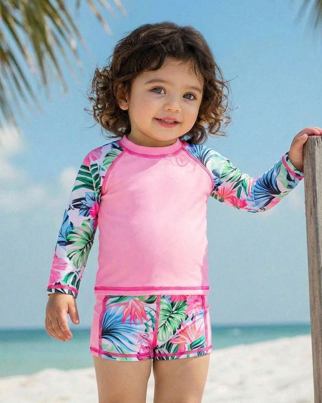 Baby Girls Tropical Printed Long Sleeve Top & Shorts Set | 6M - 3Y