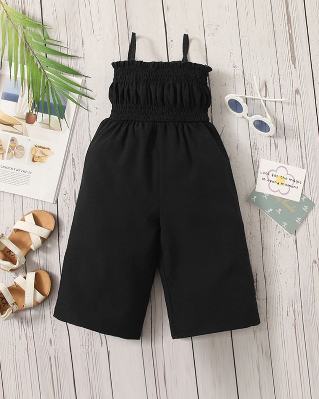 Baby Girls Shirred Frill Trim Cami Jumpsuit | 6M - 3Y