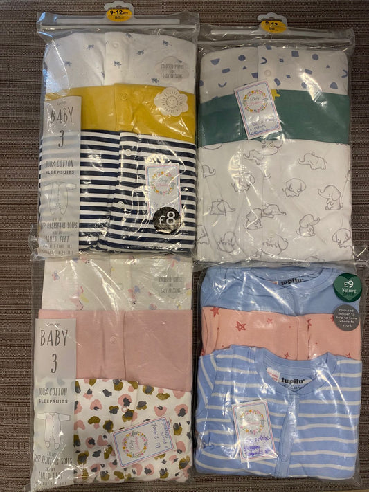 Baby Beddings 3Pcs Sleep Suits Set | 9-12M