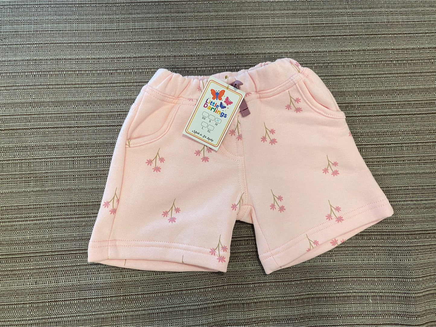 Baby Beddings Girls Light Pink Floral with Bow Short