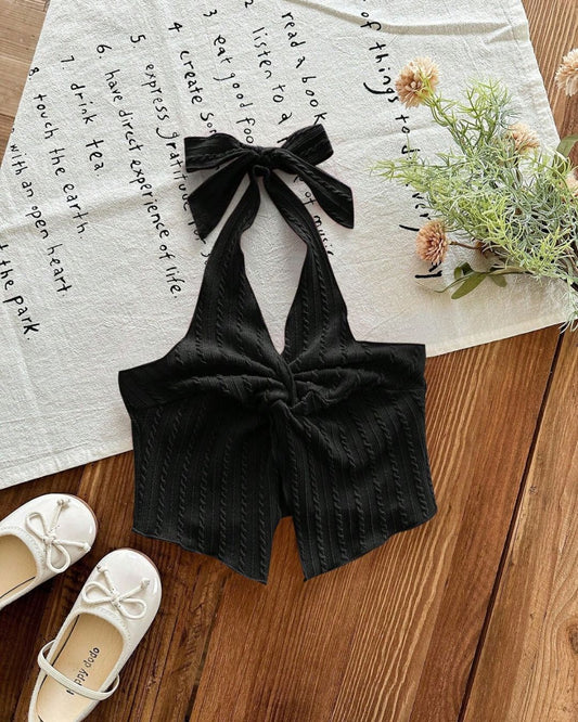 Young Girls Solid Color Knitted Sleeveless Tank Top | 4Y - 7Y