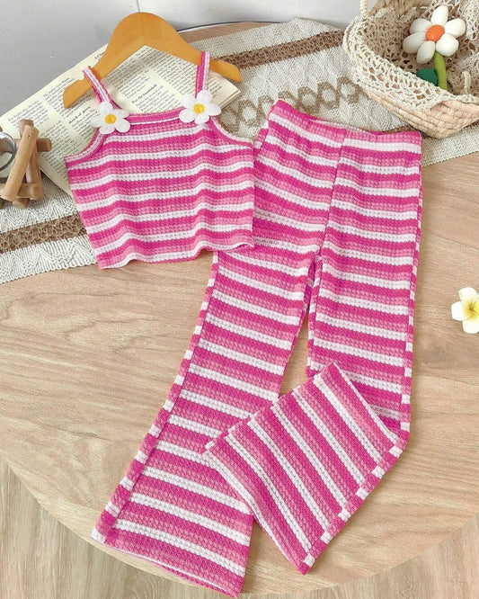 Young Girls Casual Camisole Top & Striped Flare Pants Set | 4Y - 7Y