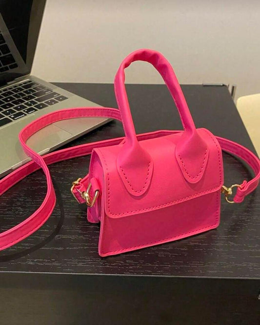 BB PU Leather Solid Color Mini Handbag