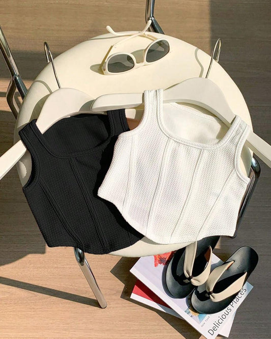 Baby Girls Square Neck Curved Hem Tank Top | 6M - 3Y