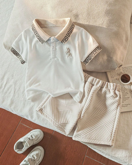 Baby Boys Polo Collar Short Sleeve Shirt & Shorts Set | 3M - 3Y