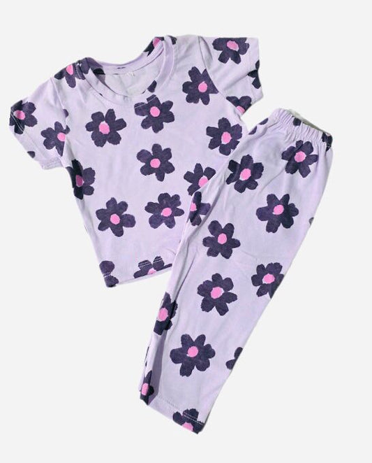 TCB Purple Color Floral Printed PJ Set