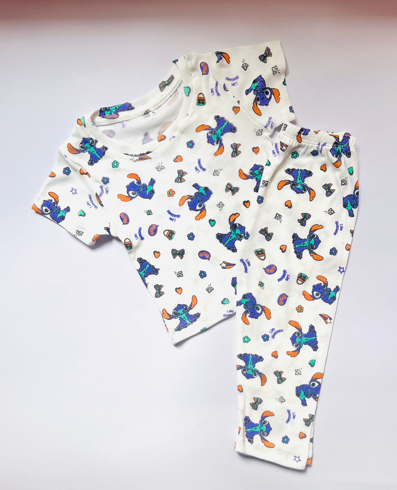 TCB White Color Stitch Printed PJ Set