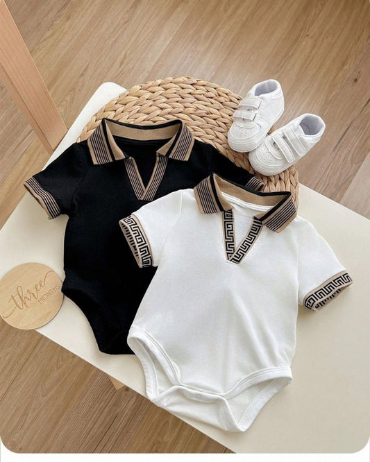 Newborn Casual Collegiate V-Neck Knit Bodysuit | 0M - 6M