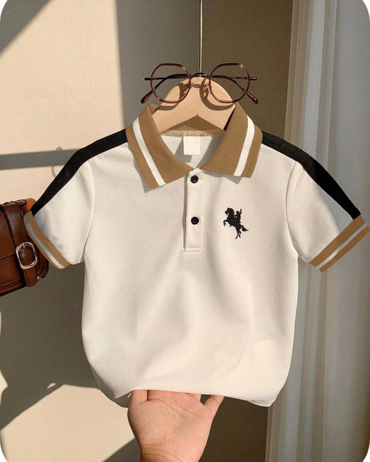 Baby Boys Casual College Style Colorblock Short Sleeve Polo Shirt | 6M - 3Y