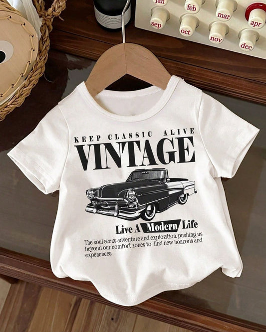 Baby Girls/Boys Vintage Car Graphic T-Shirt | 6M - 3Y