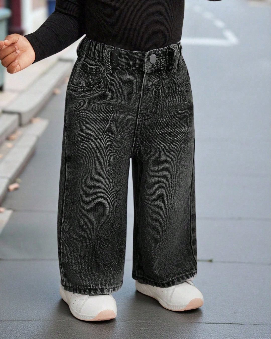 Baby Girls Vintage Black Loose Straight Denim | 6M - 3Y
