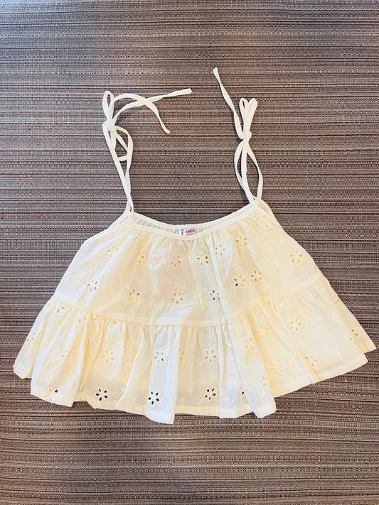 DKS Ruffled Eyelet Sleeveless Crop Tank Top