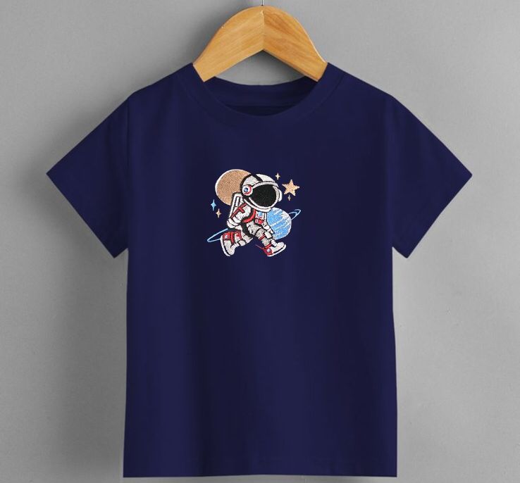 TCB Astronaut Embroidery Navy Blue Color T-Shirt