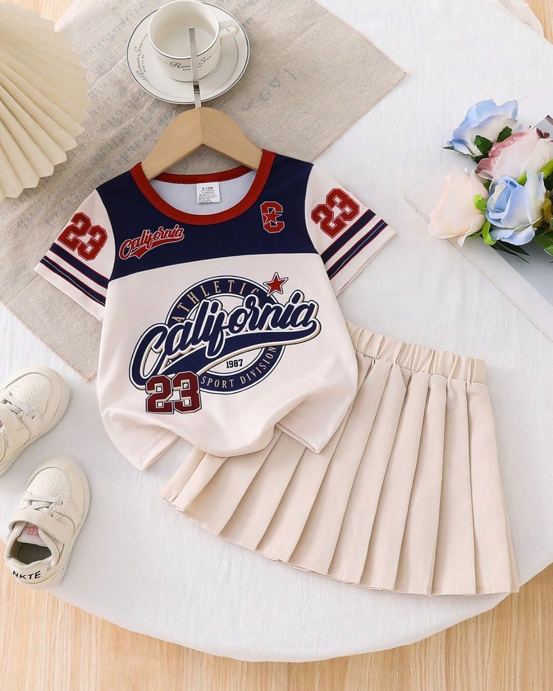 Baby Girls California Graphic Tee & Pleated Skirt Set | 6M - 3Y