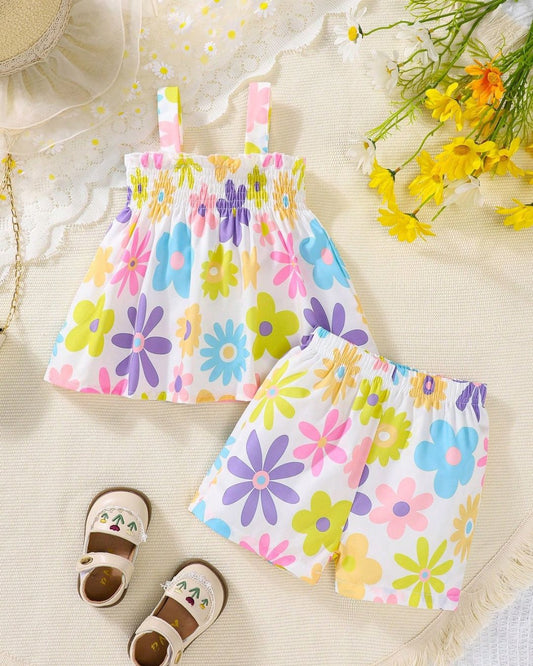 Young Girls Summer Floral Printed Camisole Top & Shorts Set | 4Y - 7Y