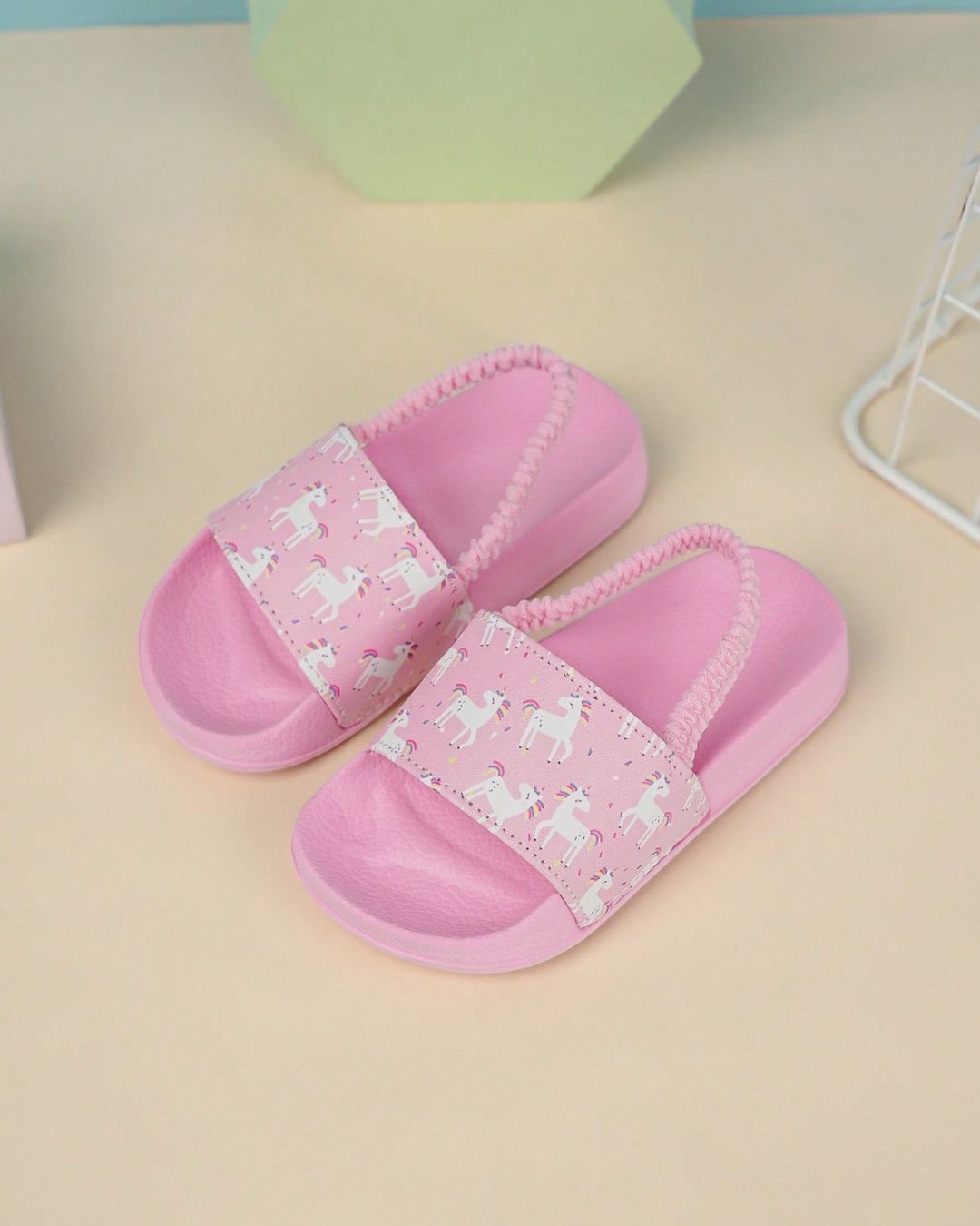 BB Unicorn Pattern Elastic Back Strap Sandals