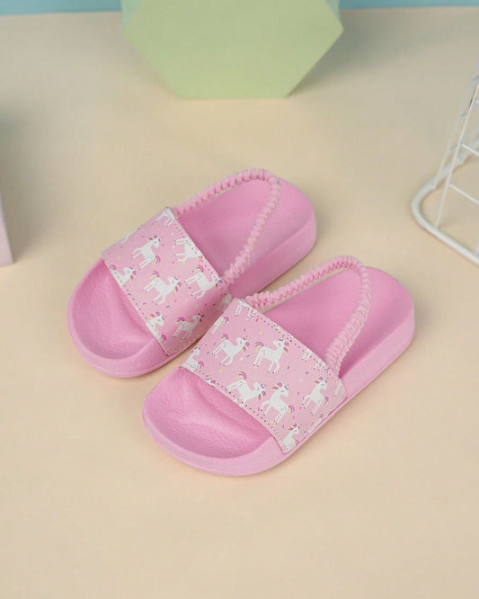 BB Unicorn Pattern Elastic Back Strap Sandals
