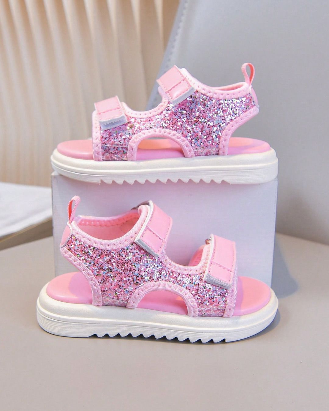 BB Light Pink Glitter Strap Fashionable Sports & Casual Sandals