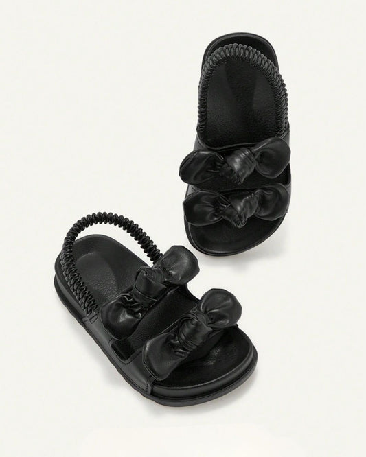 BB Black Color Bowknot Sandals