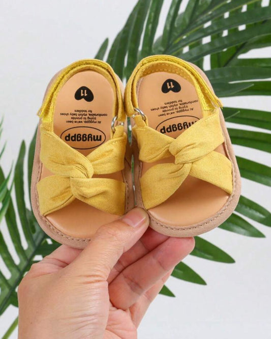 BB Summer Yellow Bow Design Soft-sole Sandals