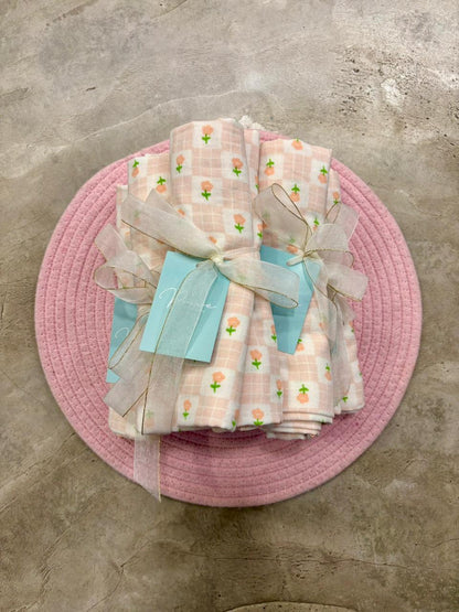 PB Pink Printed Baby Bath Sheets