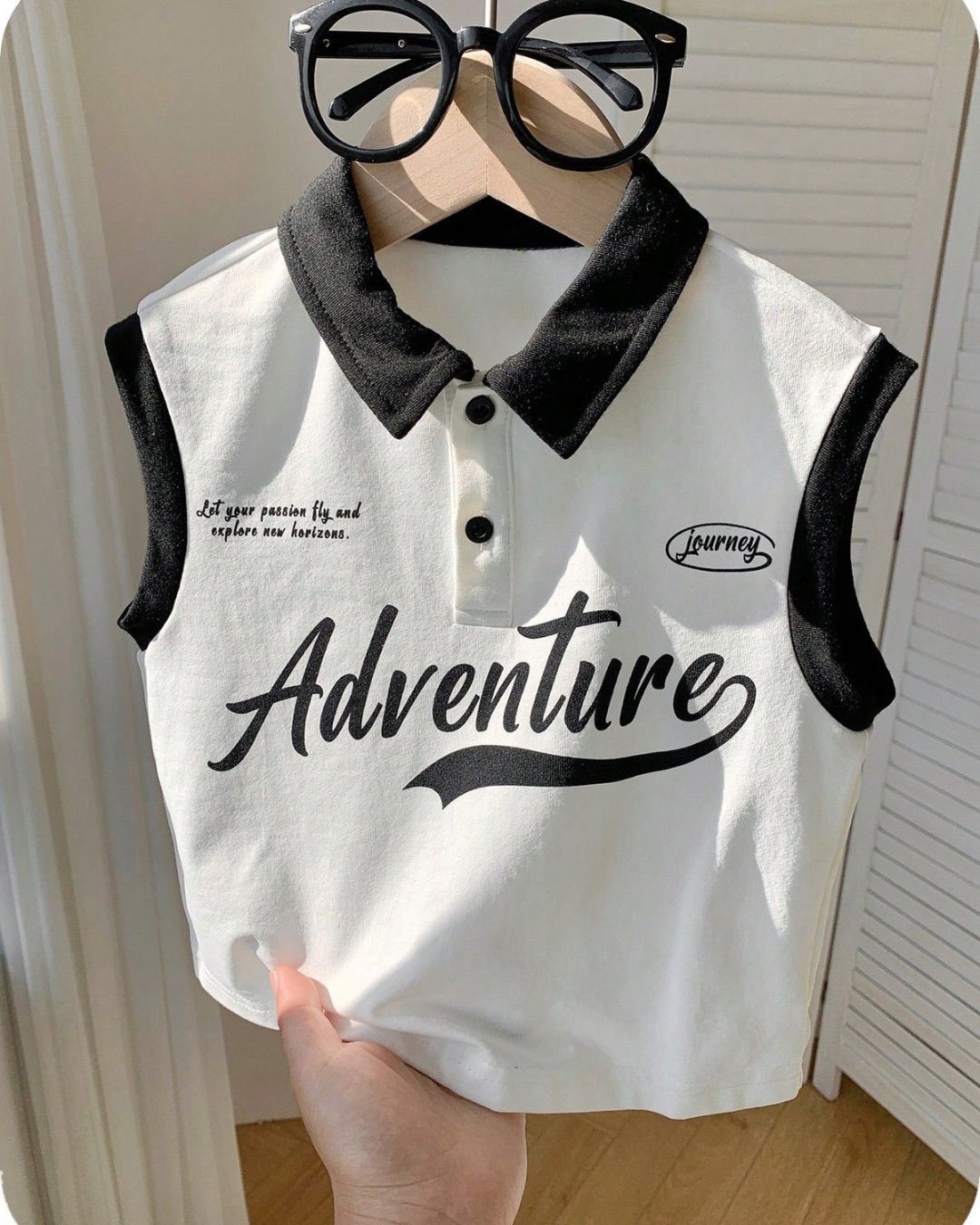 Baby Boys Casual Comfortable Patchwork Collar Adventure Print Knit Polo Y2K Top | 6M - 3Y