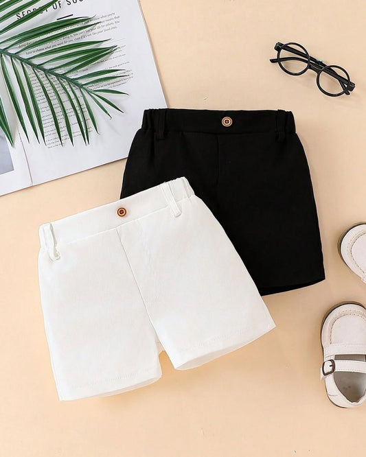 Baby Girls/Boys Retro Button & Plain Color Casual Shorts | 3M - 3Y