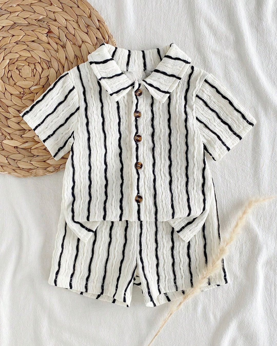 Baby Boys Casual Striped Short Sleeve Shirt & Striped Shorts Set | 3M - 3Y