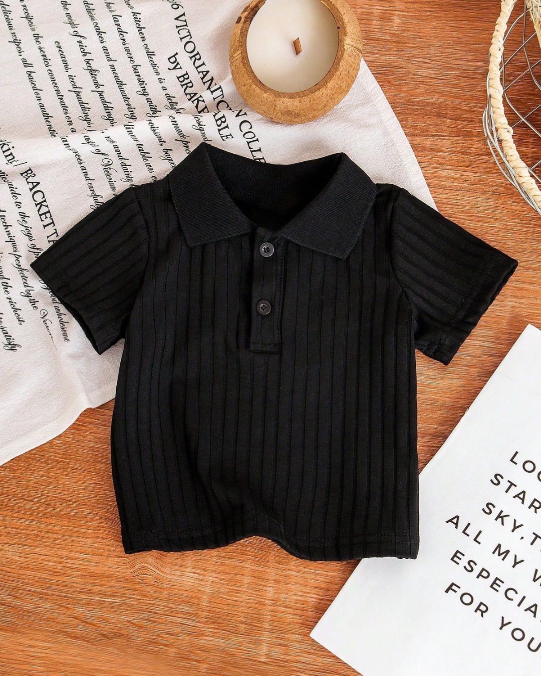 Baby Boys Ribbed Knit Short Sleeve Polo Shirt | 3M - 3Y