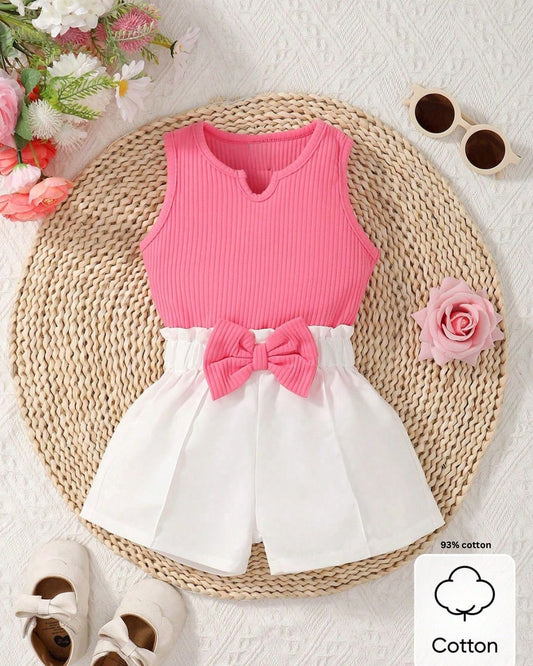 Baby Girls Pink Top & White Shorts Set | 6M - 3Y