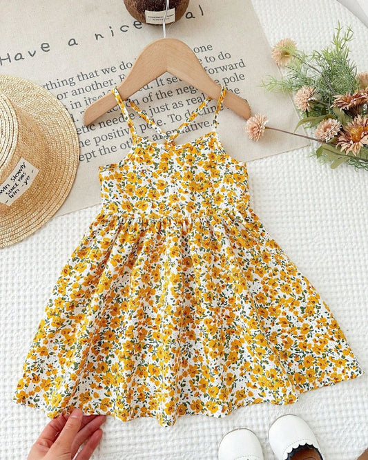 Baby Girls Ditsy Floral Printed Cami Dress | 6M - 3Y