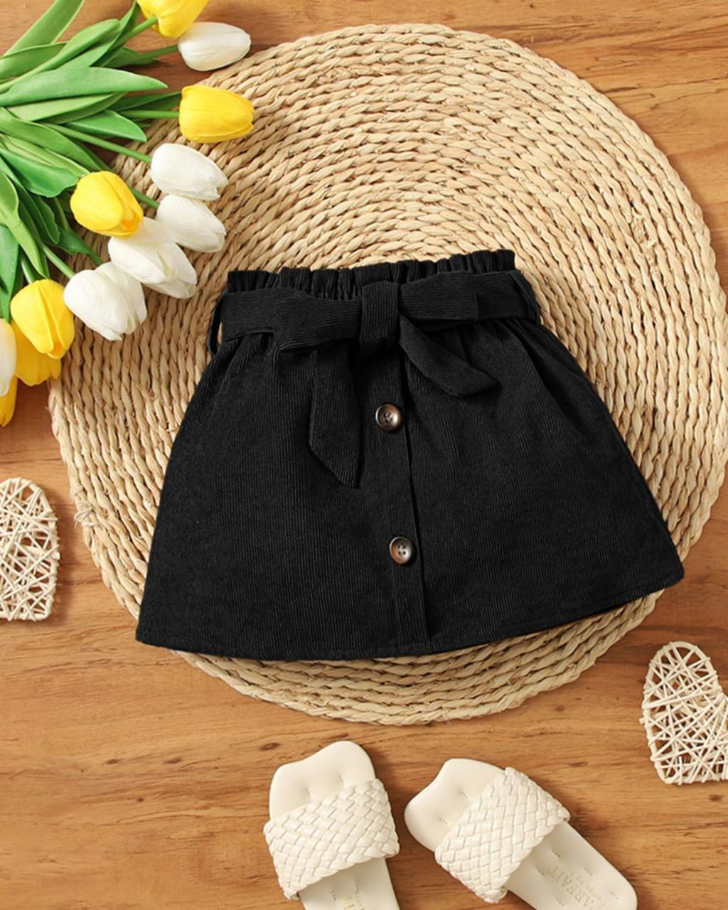 Baby Girls Button Paperbag Waist Corduroy Skirt | 6M - 3Y