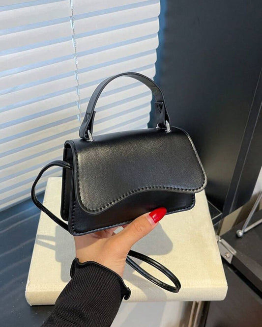 BB Black Embossed Faux Leather Mini Crossbody Bag