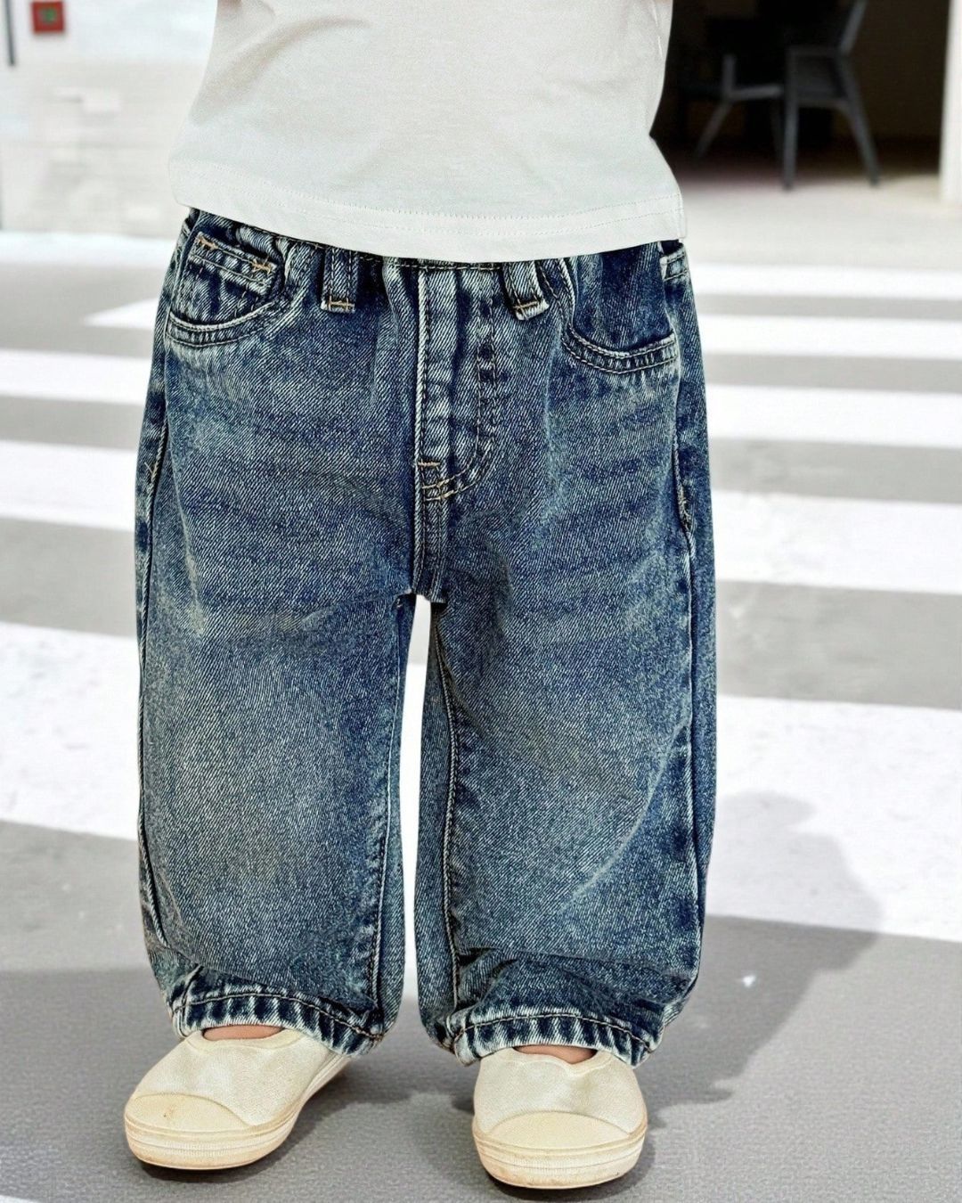 Baby Boys Urban Street Casual Vintage Stonewashed Baggy Blue Denim | 6M - 3Y