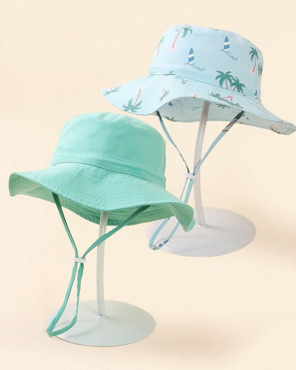 BB Green & Blue Palm Tree Printed Summer Beach Sun Hats | 3M - 8Y