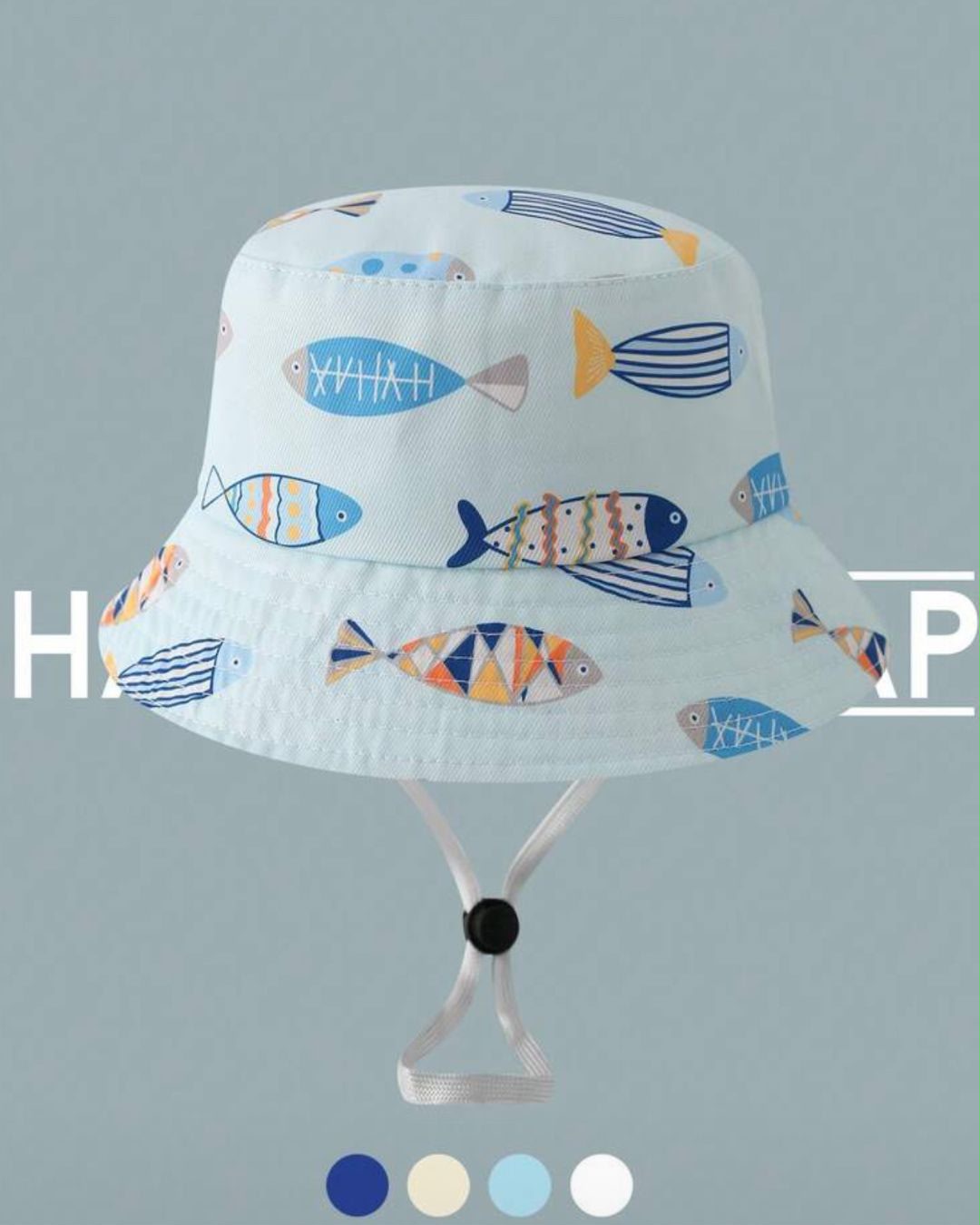BB Cartoon Fish Theme Light Blue Bucket Hat | 1Y - 3Y