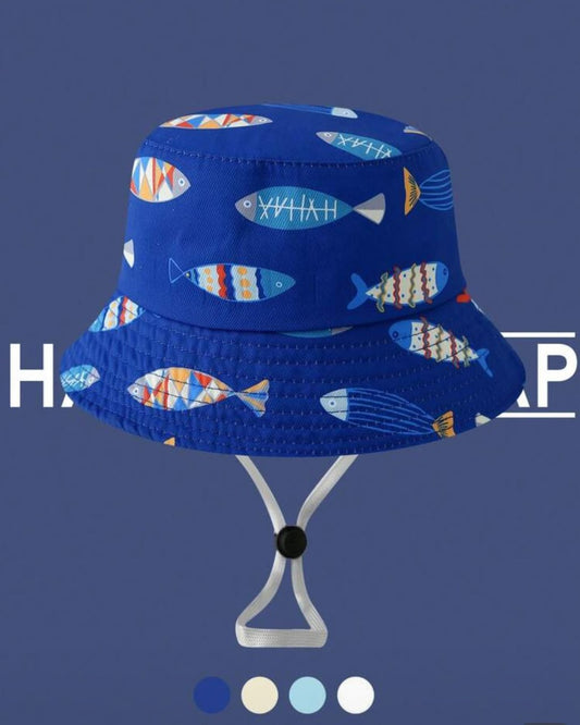 BB Cartoon Fish Theme Dark Blue Bucket Hat | 1Y - 3Y