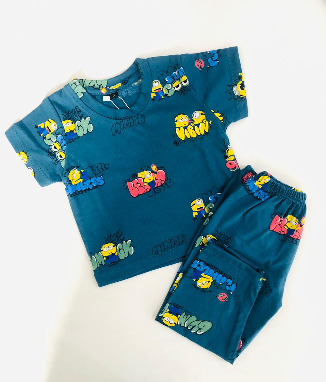 TCB Minion Printed Green Short Sleeve PJ Set