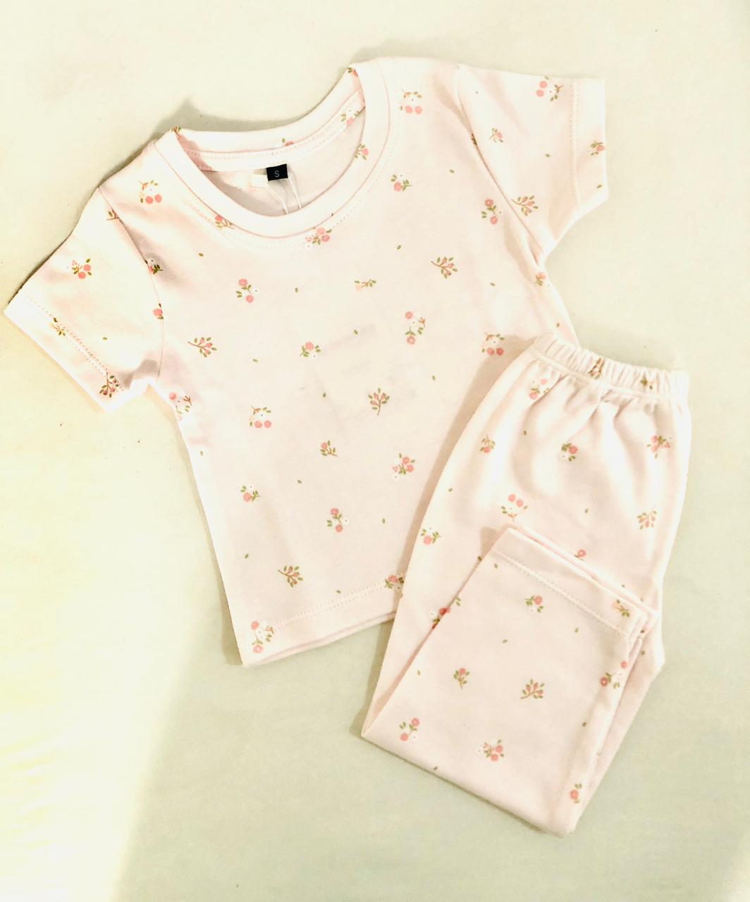 TCB Floral Printed Light Pink Short Sleeve PJ Set