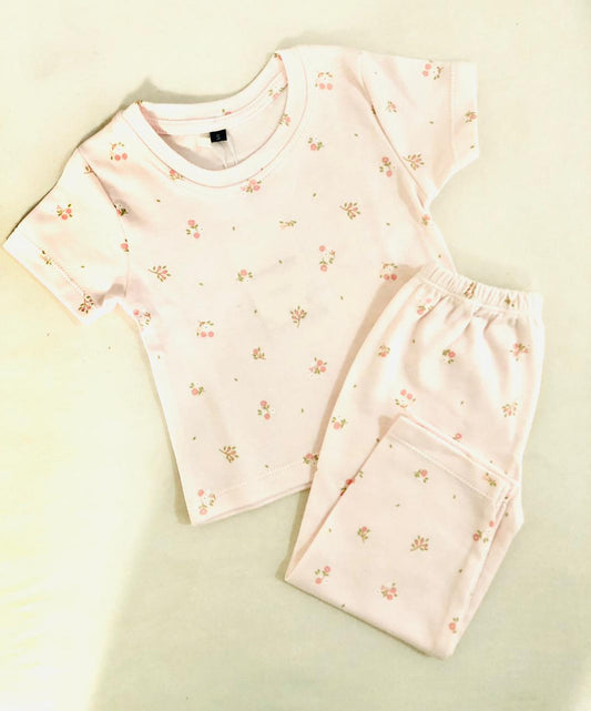 TCB Floral Printed Light Pink Short Sleeve PJ Set