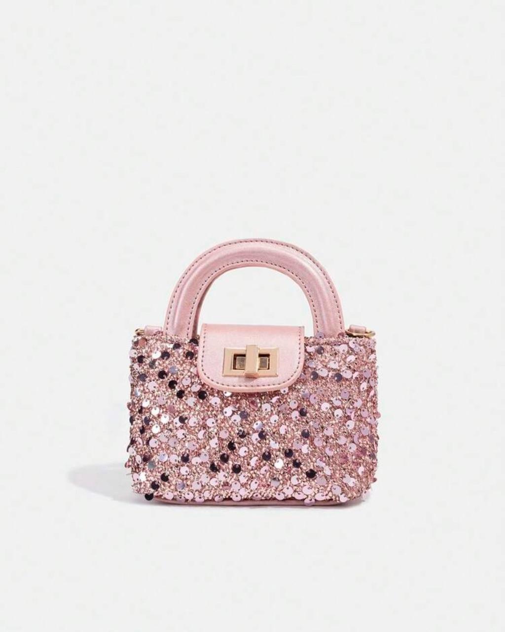 BB Twist Lock Decor Sequin Handbag