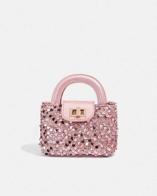 BB Twist Lock Decor Sequin Handbag