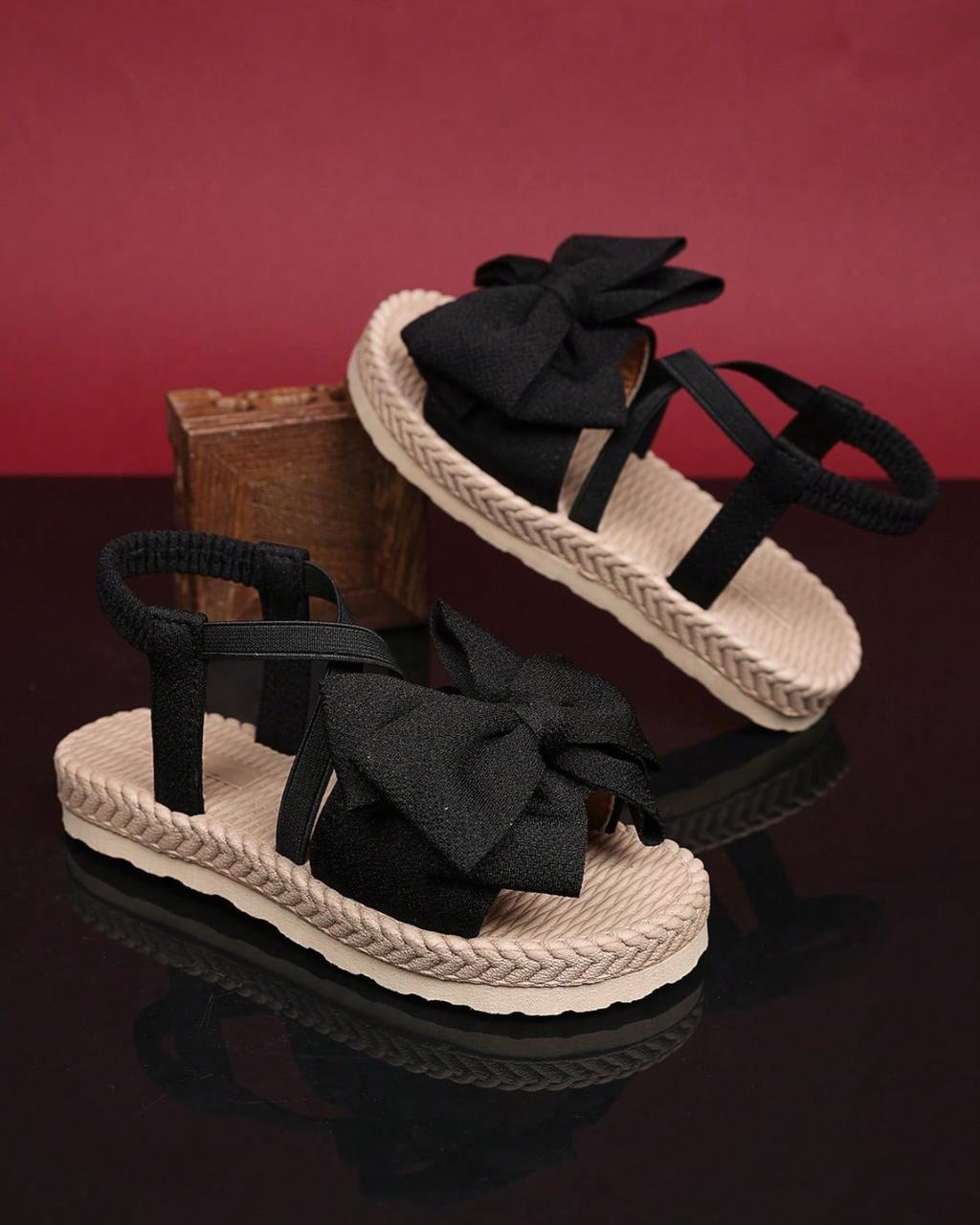 BB Black Bowknot Sandals