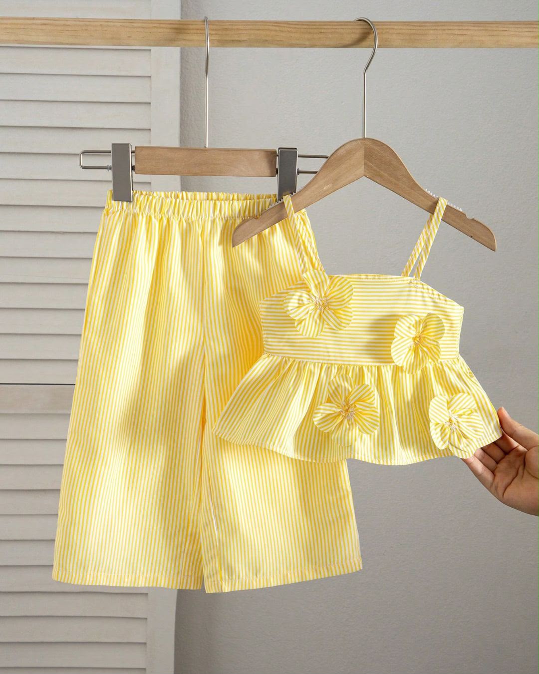 Baby Girls Casual Striped Flower Decor Cami Top & Pants Set | 6M - 3Y