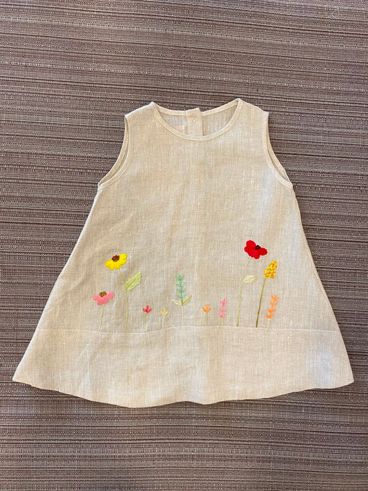 Shells Linen Flower Embo Dress | 1Y