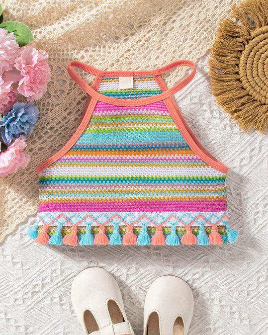 Young Girls Woven Rainbow Straps Camisole Top | 4Y - 7Y