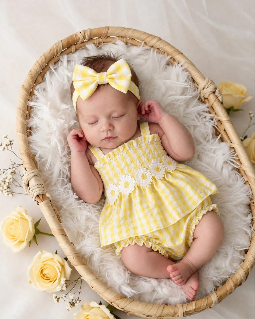 Newborn Pastel Yellow Summer Flowers Embroidered Camisole Top & Triangular Shorts Set | 0M - 6M