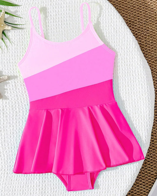 Young Girls Colorblock One-Piece Swimsuit | 4Y - 7Y