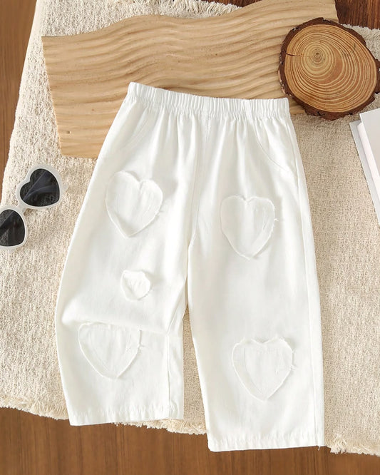 Baby Girls Heart Shaped Patch Details Pant | 6M - 3Y